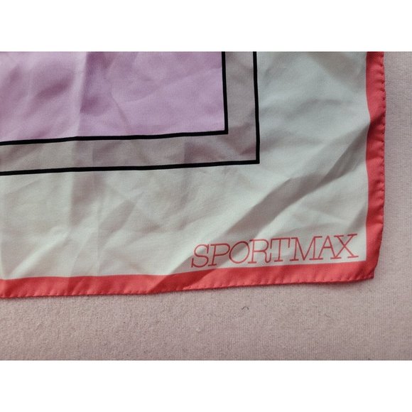 SportMax Women's Pastel Block Square Neck Scarf 100% Silk Hand Rolled Italy Made - Picture 4 of 9